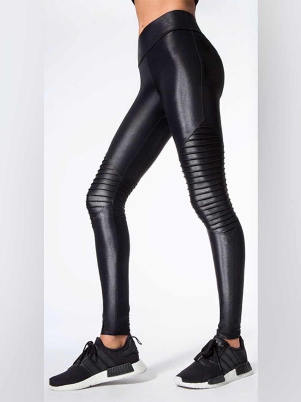 Carbon38 Melrose Moto Collection Black Shine Leggings
